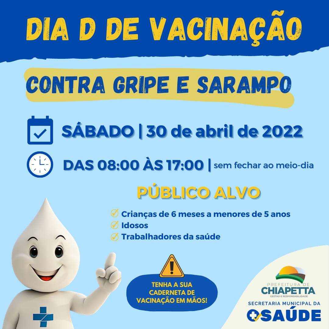 Dia D de vacinação contra Influenza e Sarampo neste sábado (30)